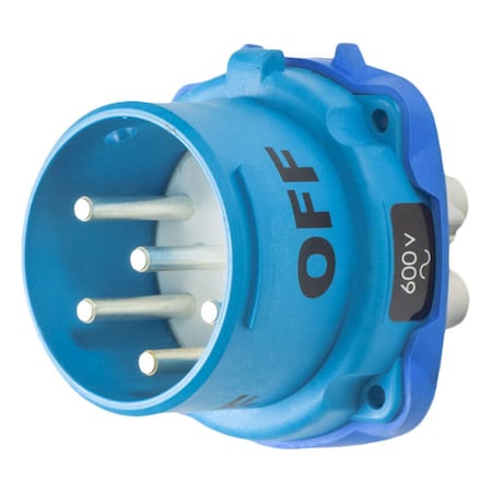 Meltric Pin & Sleeve Inlet, 50 A, 600V AC/130V DC, 4 Pole, Screw Terminals Wire Connection Type Blue 31-38941